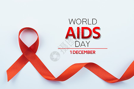 AIDS意识 白色背景的红丝带和复制空间f药品女士治愈疾病卫生预防癌症活动保健世界图片