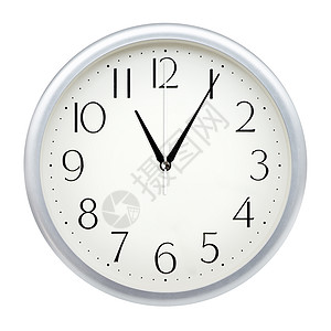 模拟墙时钟圆圈办公室滴答圆形工作数字白色商业手表时间图片