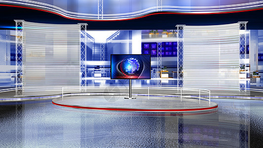 虚拟学习播送场景程序聚光灯展示编辑部背景广播技术屏幕图片