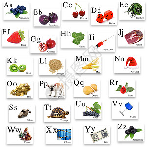 在白色背景上的西班牙字母表图片