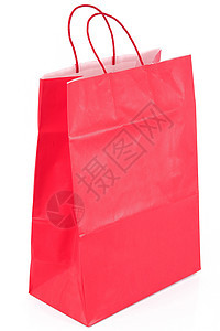 白色背景中的纸袋送货红色运输包装纸板纸盒概念礼物购物密封图片