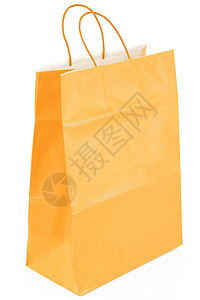 白色背景中的纸袋概念礼物纸板运输纸盒密封包装送货购物黄色图片