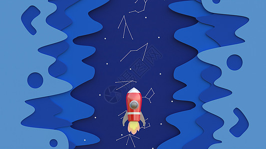3d rendering3卡通红色宇宙飞船穿越夜空升空sk飞船火箭渲染插图卡片技术假期3d海洋星星图片