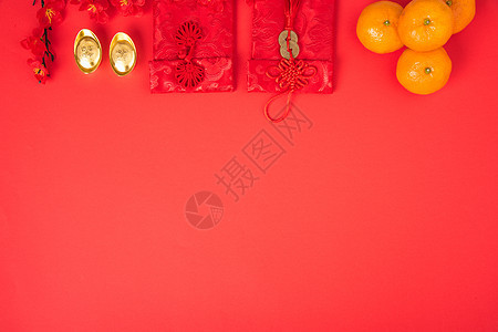 中华新年节的概念 平坦的天观庆典月球金子水果商业橙子桌子装饰新年财富图片