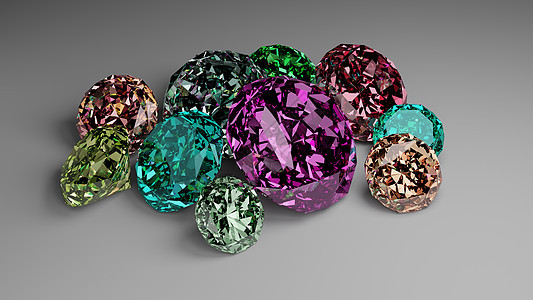 白色背景的多彩钻石堆积如山插图奢华宝藏阴影水晶宝石玻璃蓝色紫色石头图片