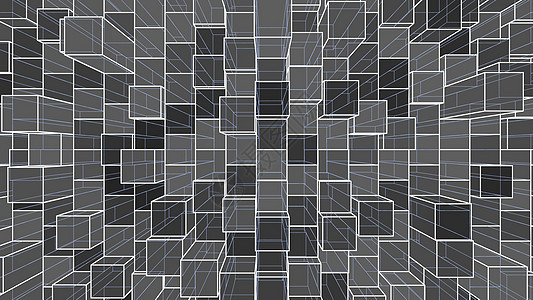 彩色轮廓立方体的抽象背景技术建筑空间电脑金属阴影科学空地线条草图图片