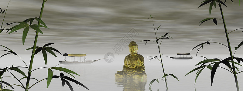 非常美丽的禅宗和佛像景观  3d 渲染环境男人风景冥想插图瑜伽海洋数字男性宗教图片