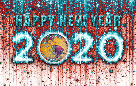 与地球共创2020年新年快乐3D Illustra图片