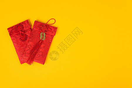中华新年节的概念 平坦的天观假期桌子农历财富水果传统商业信封节日装饰图片