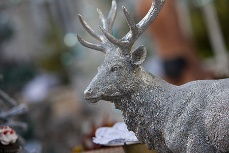 驯鹿圣诞装饰雪花庆典问候语传统木头卡片假期风格驯鹿动物图片