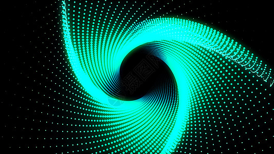 3d 插图绿点排成一行它被放在一起直到它是一个三角形管道并且它是扭曲的辉光白色圆圈三角设计背景黑色绿色创造力技术图片