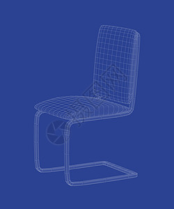3D电线框架餐椅模型图片
