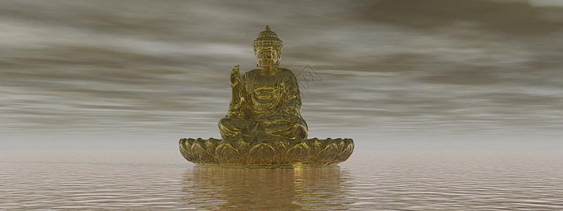 非常美丽的禅宗和佛像景观  3d 渲染男人宗教数字风景环境海洋男性插图瑜伽冥想图片