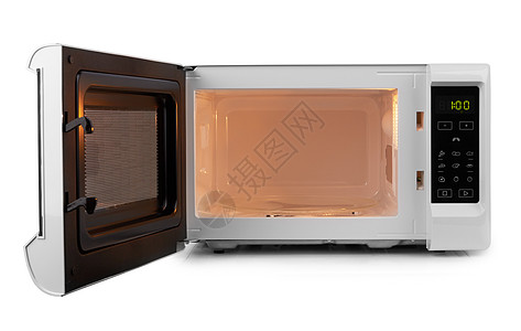 开放微波炉白色机器发明技术办公室午餐按钮微波金属炙烤图片