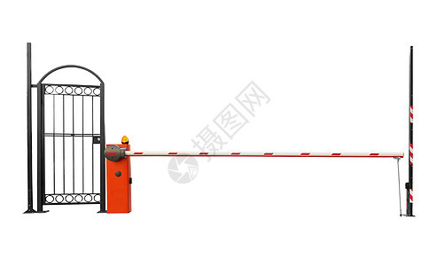 汽车路障车库公园边界街道红色水平金属场景入口白色图片