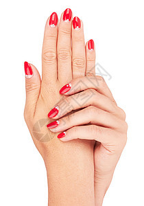 指甲红修指甲异国沙龙治疗奶油手指手臂身体皮肤护理花瓣图片