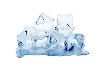 清除为白色冰立方体酒吧反射团体正方形玻璃气泡工作室冻结宏观蓝色背景