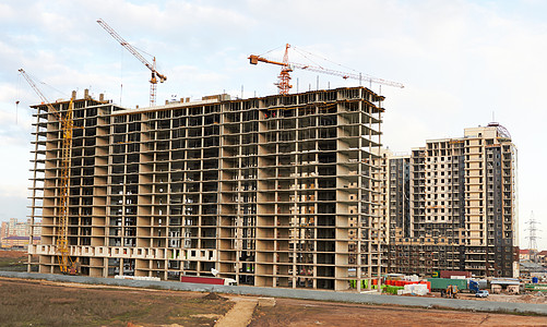 建筑建造公寓天空工程两极蓝色木板网络进步格子水泥图片