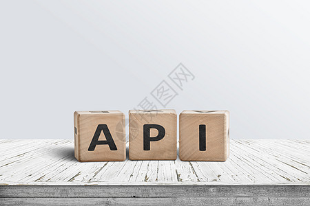 API 应用程序编程标志由木块制成图片