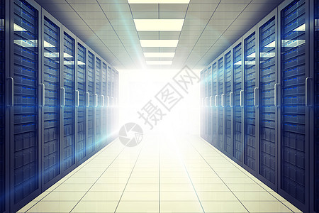 数字生成的带有塔塔的服务器机房房间数据中心科技电子技术绘图网络硬件插图贮存背景图片