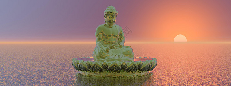 非常美丽的禅宗和佛像景观  3d 渲染瑜伽插图风景海洋男人冥想宗教数字环境男性图片