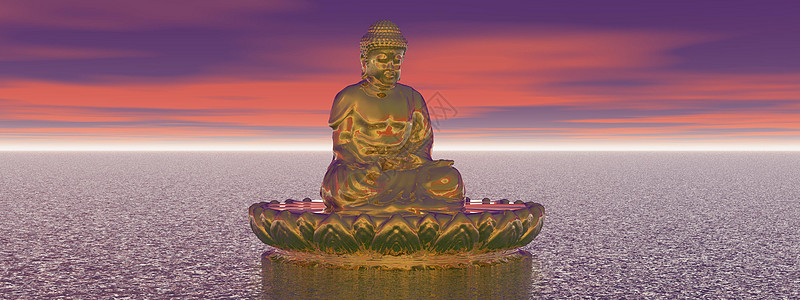 非常美丽的禅宗和佛像景观  3d 渲染男人宗教海洋环境瑜伽插图冥想风景男性数字图片