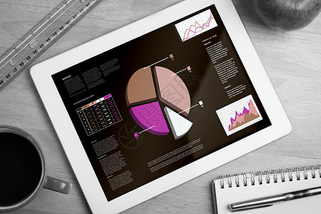 带有图表和数据的商务界面复合图像合成图象技术触摸屏统治者科技电脑计算机笔记本咖啡办公室杯子图片