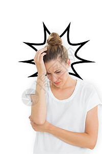 头痛妇女的综合形象图冲击疼痛女性女士痛苦鬼脸图片