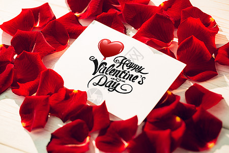 可爱情人节留言的复合图像草书玫瑰脚本情人红色笔记花瓣卡片图片