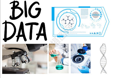 科学家在实验室的集合情况显微镜数据库电子数据中心螺旋化学数据技术矩阵科技背景图片