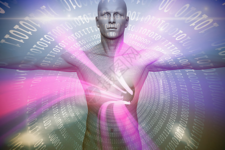 白色身体图像的复合图像集成图象肌肉计算机计算数字力量未来派编码螺旋涡流漩涡图片
