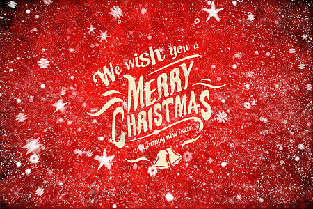 雪红色背景设计上的圣诞留言图片