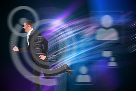 商务人士跑步的复合图像f2背景手感主题中性类型rt技术背景图片