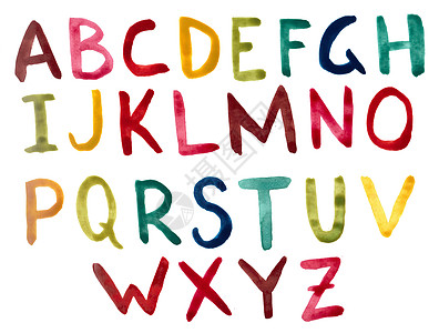 英文字母加彩色字母刷子水彩涂鸦字体图片