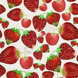 手绘水果简单的小手绘草莓无缝图案上惠特背景