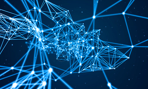 抽象网络背景 线路连接概念 业务技术演示网络三角形原子全球领导者蓝色多边形链接基准互联网营销图片