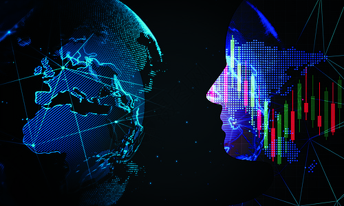 人工智能技术背景 人脑网络业务 企业技术展示概念思考蓝色头脑商业艺术创造力智力知识思维电脑图片