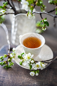 茶空间茶茶时间概念假期乡村植物群杯子卡片花瓶框架背景