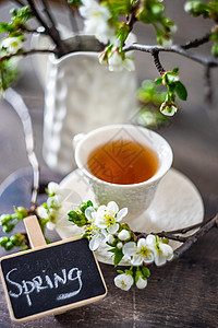 茶空间茶茶时间概念植物群花瓶乡村假期框架杯子卡片背景