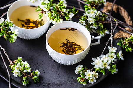 茶空间茶茶时间概念杯子花瓶乡村植物群假期框架卡片背景