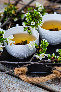 茶空间茶茶时间概念框架假期杯子卡片乡村植物群花瓶背景