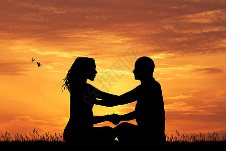 日落时做瑜伽的情侣腹肌冥想闲暇夫妻平衡肌肉力量插图训练女孩背景图片
