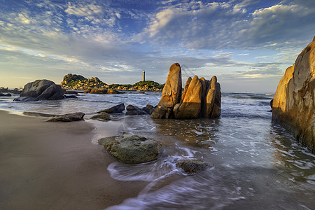 Ke Ga灯塔 在越南中部Binh Thuan的Phan Thiet有名的访问地点安全地平线日落冲浪岩石全景支撑天空旅行多云图片