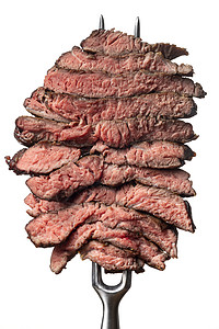 白背景的牛排切片牛肉红色白色食物金属肋眼石头倾斜屠夫烧烤图片