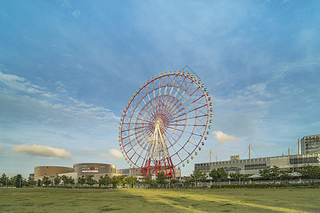 Odaiba多彩高高的车轮幸福城区纺纱活动木马节日公共公园建筑学地标休闲图片