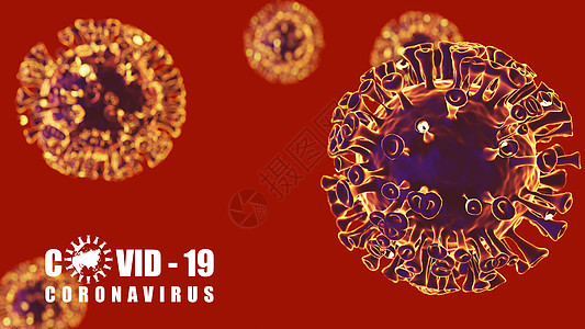 红背景的 Corona病毒 covid 19流感危险世界微生物学生物学科学疾病面具发烧卫生图片