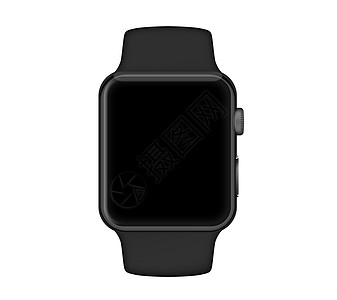 孤立的空间灰色案件黑带智能手表背景图片