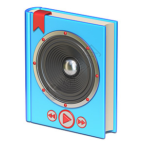 带扬声器和按钮的蓝皮书有声读物概念 3图片