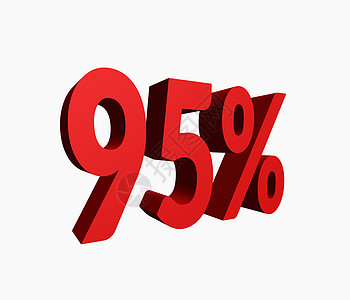 3D 以优惠销售促销的字标题为减价促销而降红95% 在白背景中孤立图片