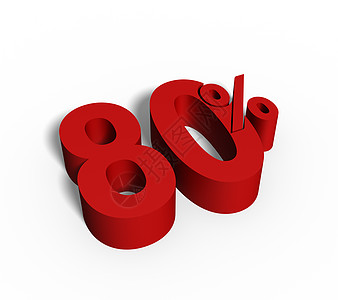 三维 3D 红色 80 的字标题下调优惠销售促销 白背景中孤立金融广告店铺商业经济帐户折扣季节统计银行业图片